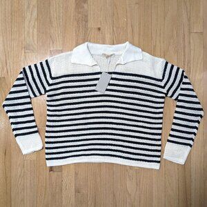 VANESSA BRUNO Angelique Striped Sweater in Ecru/Black Size S (NEW WITH TAGS)